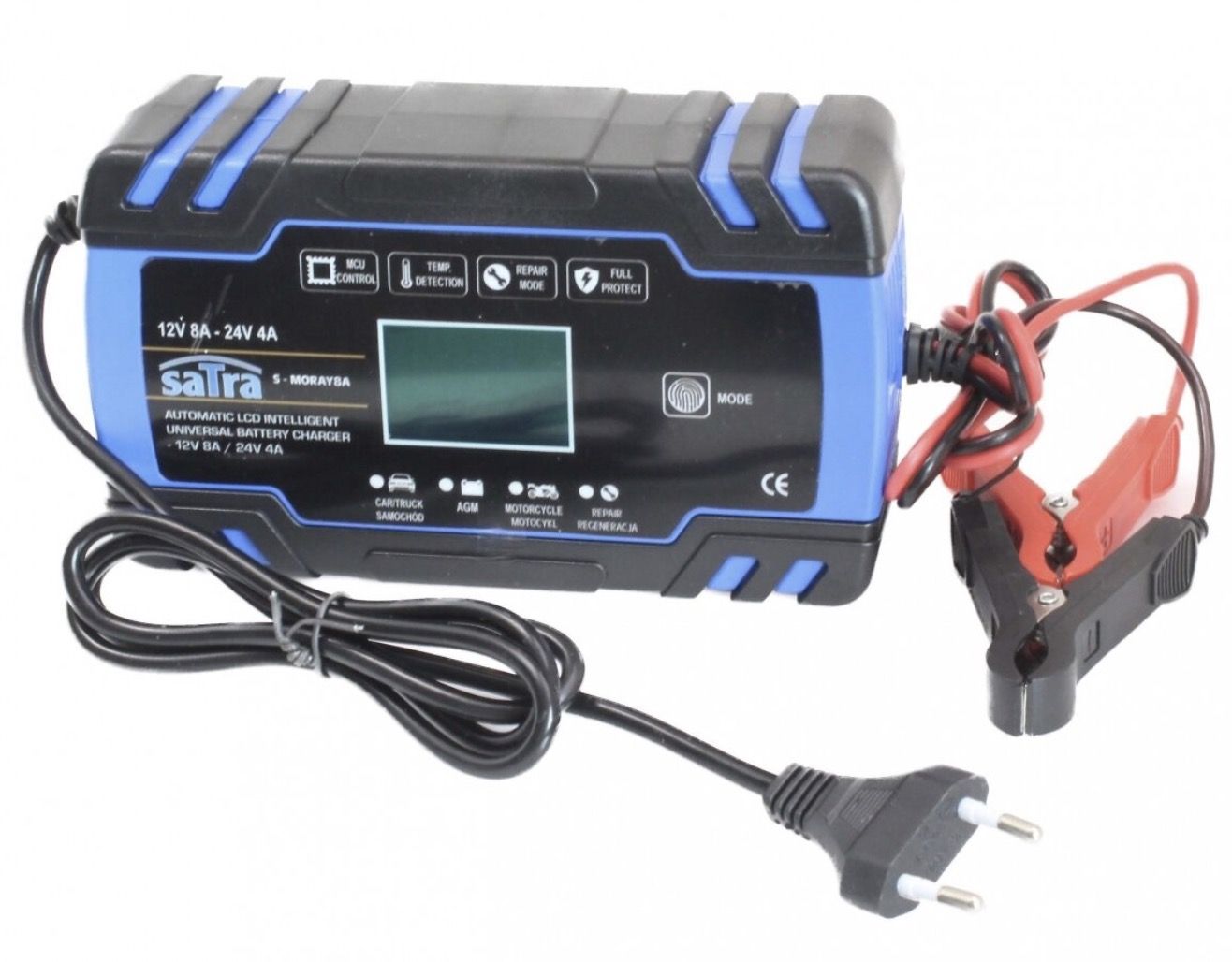 Automobilių akumuliatorių pakrovėjas SATRA S-MORAY8A; 12-24 V