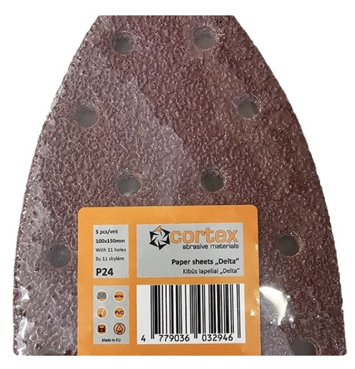 Šlif. popierius delta šlifuokliui Cortex 35228; 100x150 mm; P24; 5 vnt.