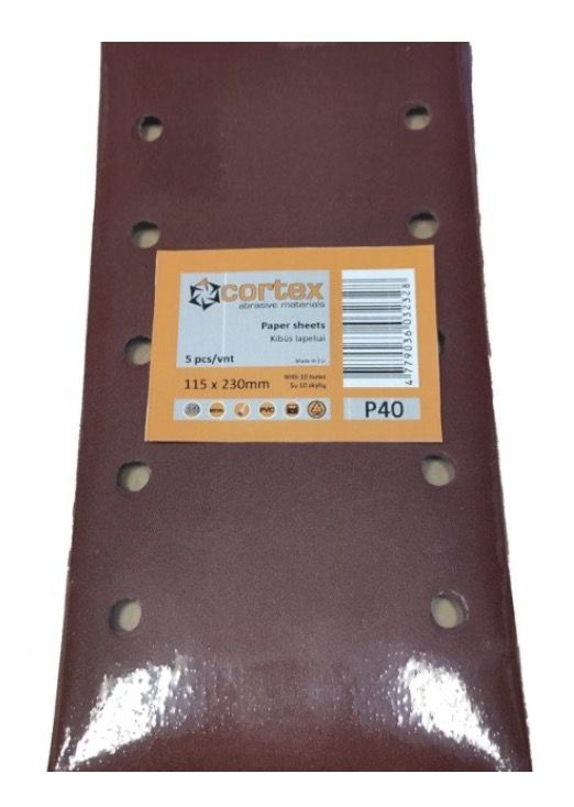 Šlifavimo popierius Cortex 31420; 115x230 mm; P150; 5 vnt.