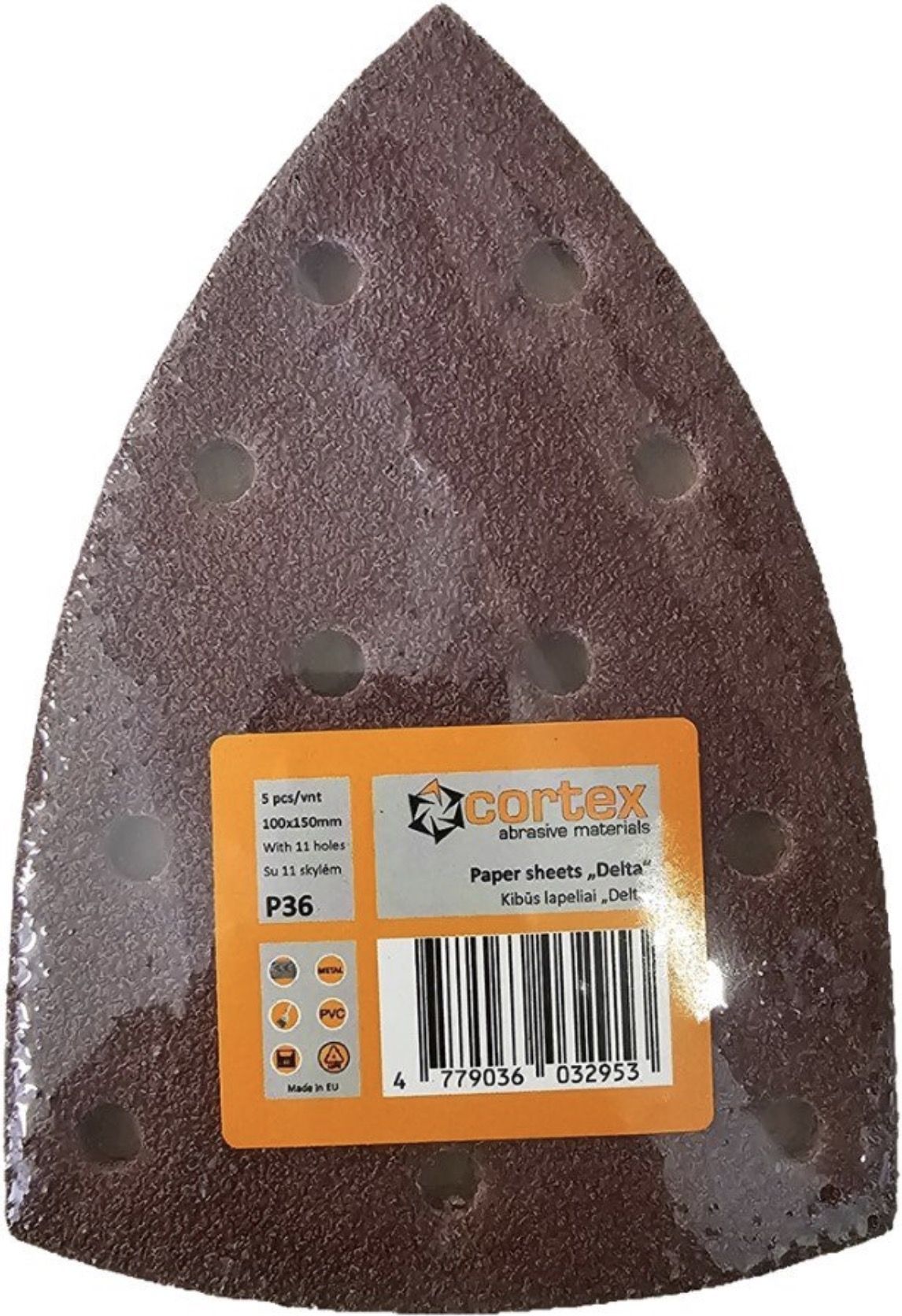 Šlif. popierius delta šlifuokliui Cortex 35229; 100x150 mm; P36; 5 vnt.
