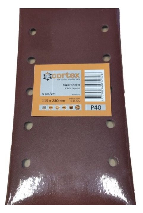 Šlif. popierius vibro šlifuokliui Cortex 31416; 115x230 mm; P60; 5 vnt.