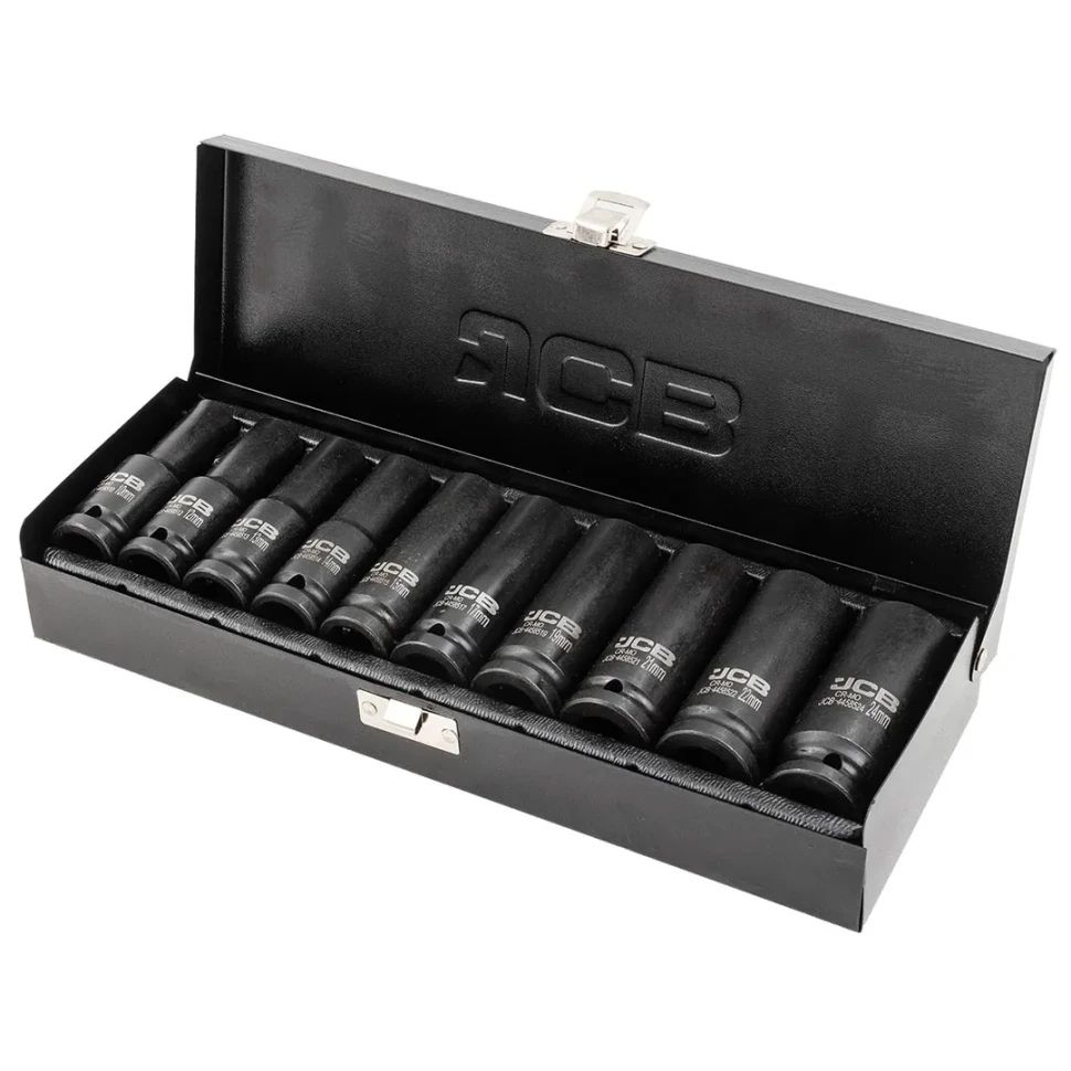 Smūginių sukimo galvučių komplektas JCB 4107-5MPB; 1/2''; 10-24 mm; 10 vnt.