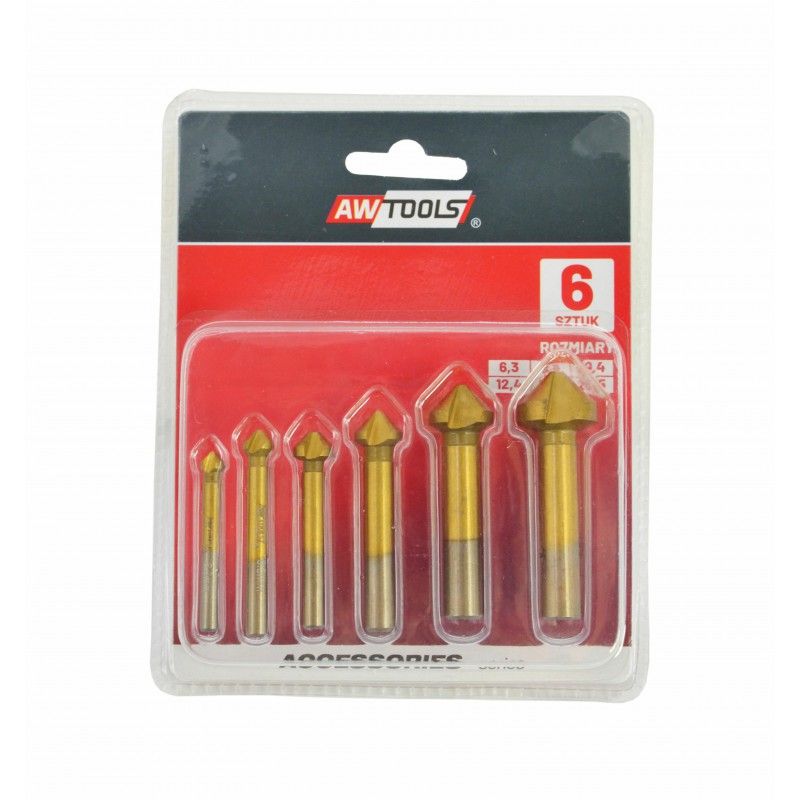 Kūginis grąžtas AWTools AW42400; HSS; 6,3-20,5 mm; 6 vnt.