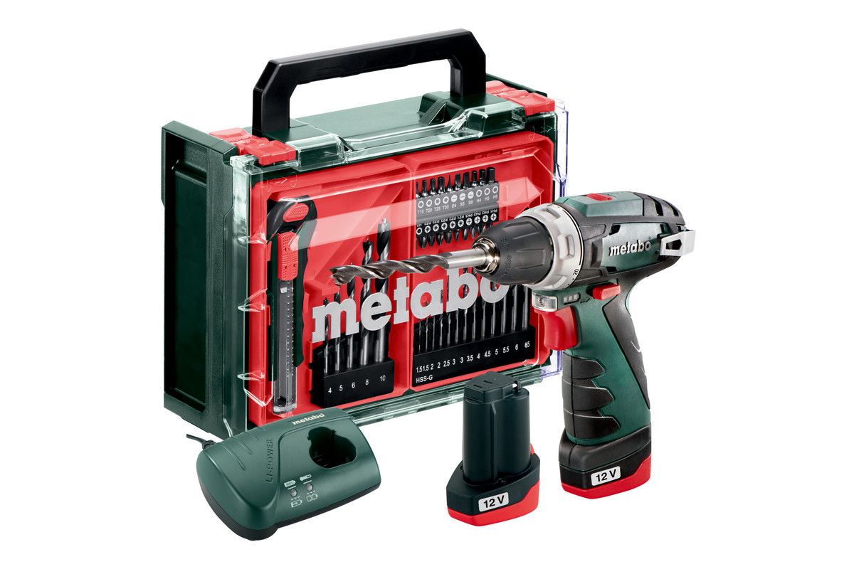 Akumuliatorinis suktuvas-gręžtuvas Metabo PowerMaxx BS Basic; 12 V; 2x2 Ah akum.; + priedai