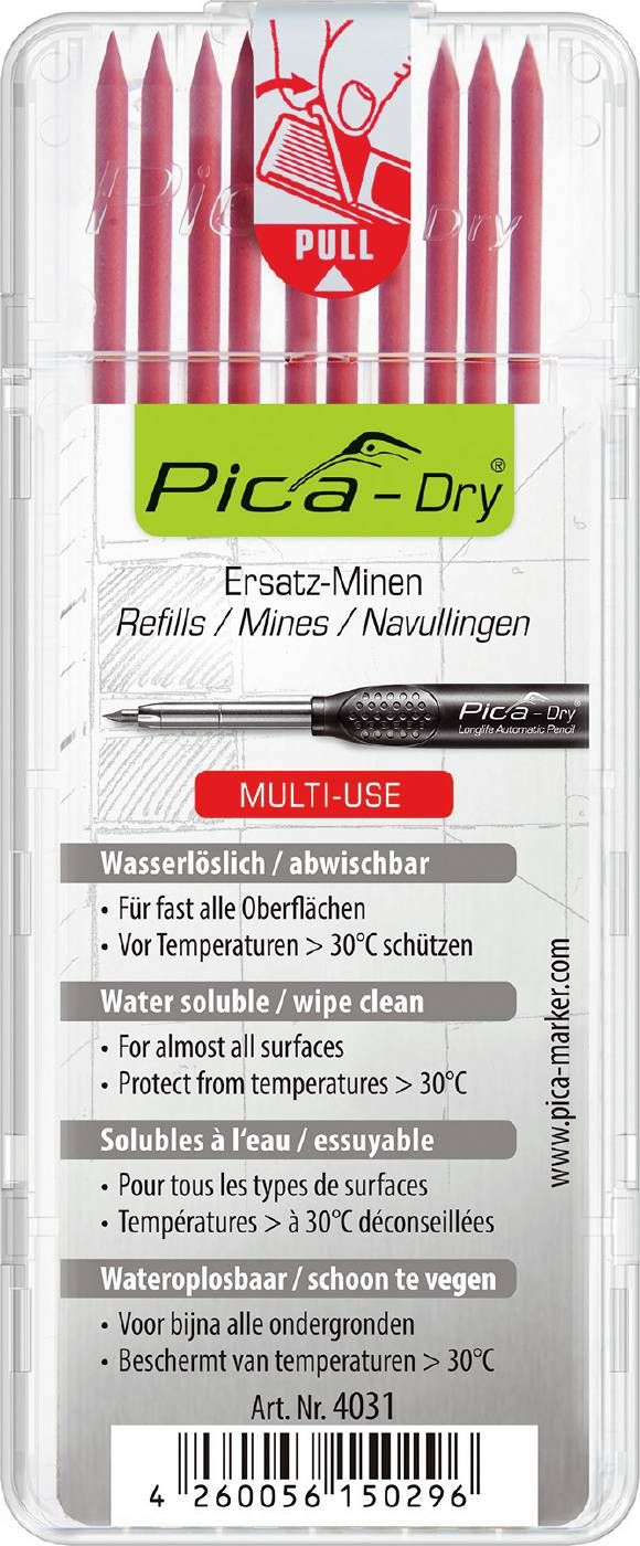 Šerdis Pica Dry; 125 mm; 10 vnt.; raudona