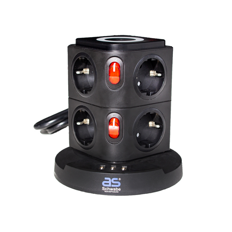 Elektrinis ilgiklis AS-Schwabe 18221; 3 USB; 5W; IP20 