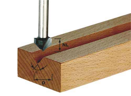 V-formos griovelių freza Festool; HW; 7/50 mm