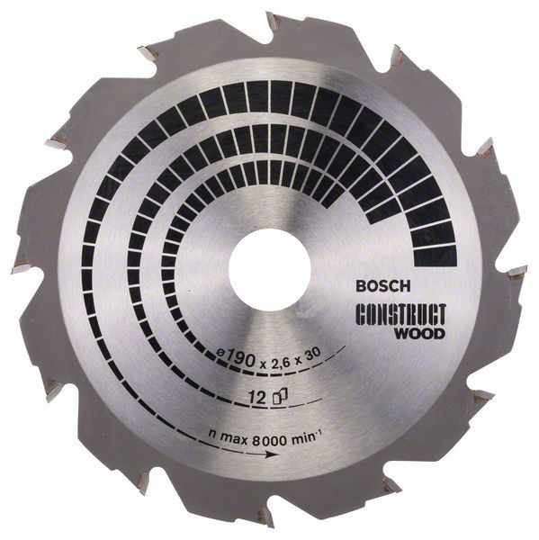 Pjovimo diskas medienai Bosch CONSTRUCT WOOD; 190x2,6x30,0 mm; Z12; 12°  