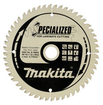 Pjovimo diskas laminatui Makita; 165x1,45x20,0 mm; Z52; 5°  