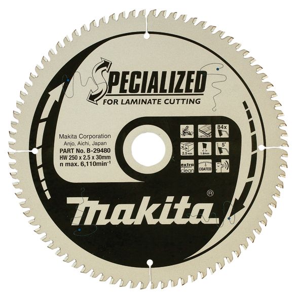 Pjovimo diskas laminatui Makita; 250x2,5x30,0 mm; Z84; 5°  