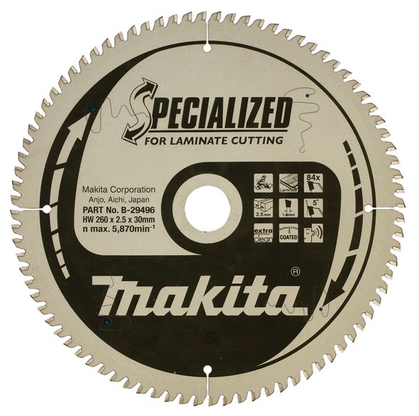 Pjovimo diskas laminatui Makita; 260x2,5x30,0 mm; Z84; 5°  