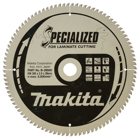 Pjovimo diskas laminatui Makita; 305x2,5x30,0 mm; Z96; 5°  