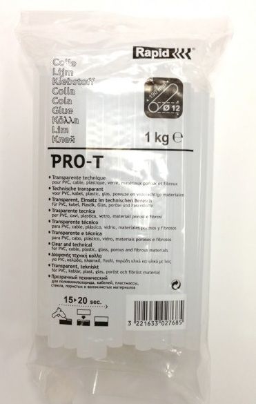 Klijų strypeliai Rapid PRO-T; 12x190 mm; 1 kg; skaidrūs