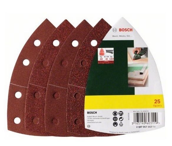 Šlif. popierius; 93 mm; K40/80/120/180; 25 vnt.