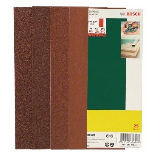 Šlif. popierius vibro šlifuokliui 93x230 mm; K60-K240; 25 vnt.