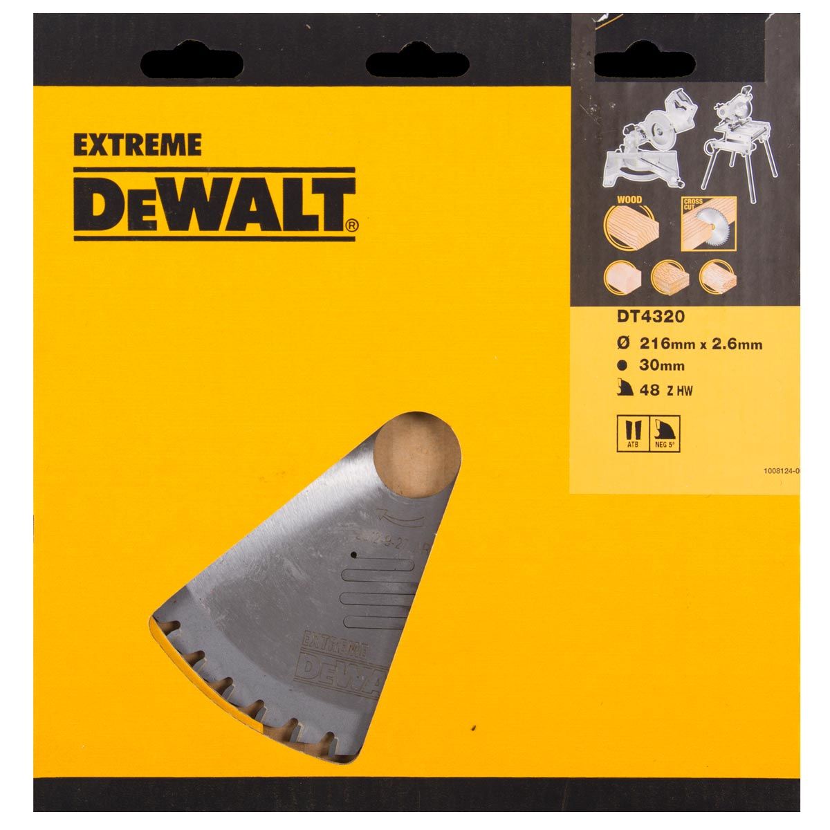 Pjovimo diskas medienai DeWalt; 216x2,6x30,0 mm; Z48; -5° 