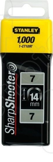 Kabės Stanley; 14 mm, 1000 vnt.; tipas 7; galvanizuotos