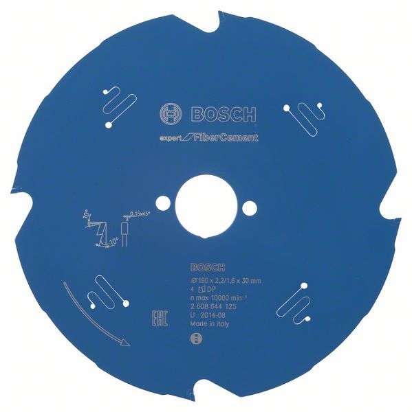Pjovimo diskas fibrocementui Bosch Expert for Fiber Cement; 190x2,2x30,0 mm; Z4; 10°  