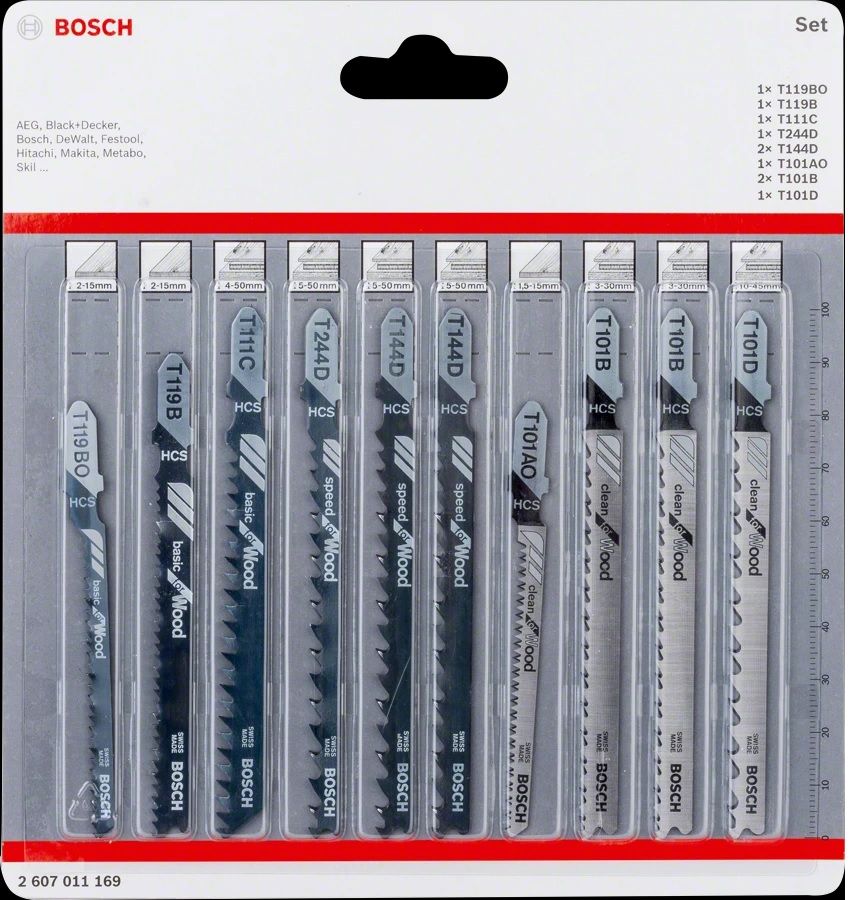 Pjūkleliai siaurapjūkliui Bosch Wood Expert; 10 vnt.